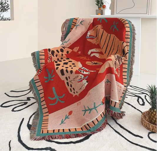 Multipurpose Blanket - Bohemian Woven Leopard